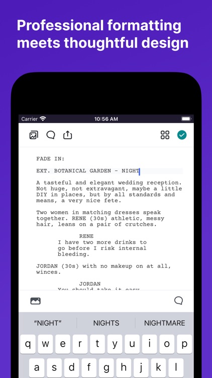 Arc Studio Pro's screenwriting app.