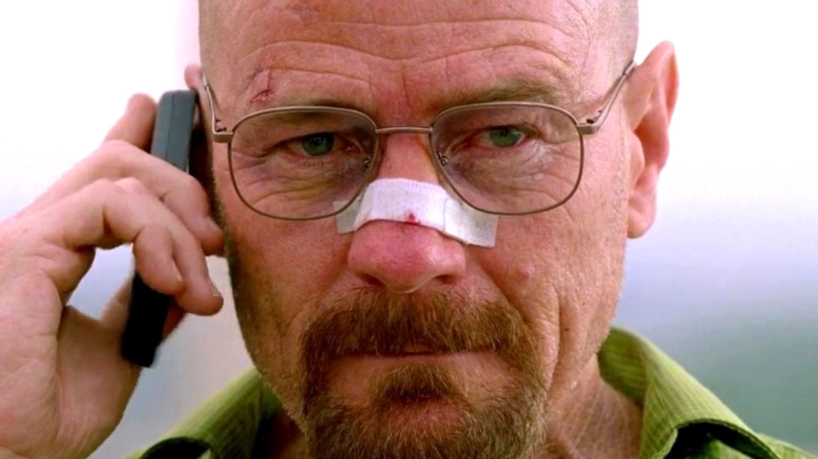 Walter White on the phone with his nose tapped in Breaking Bad