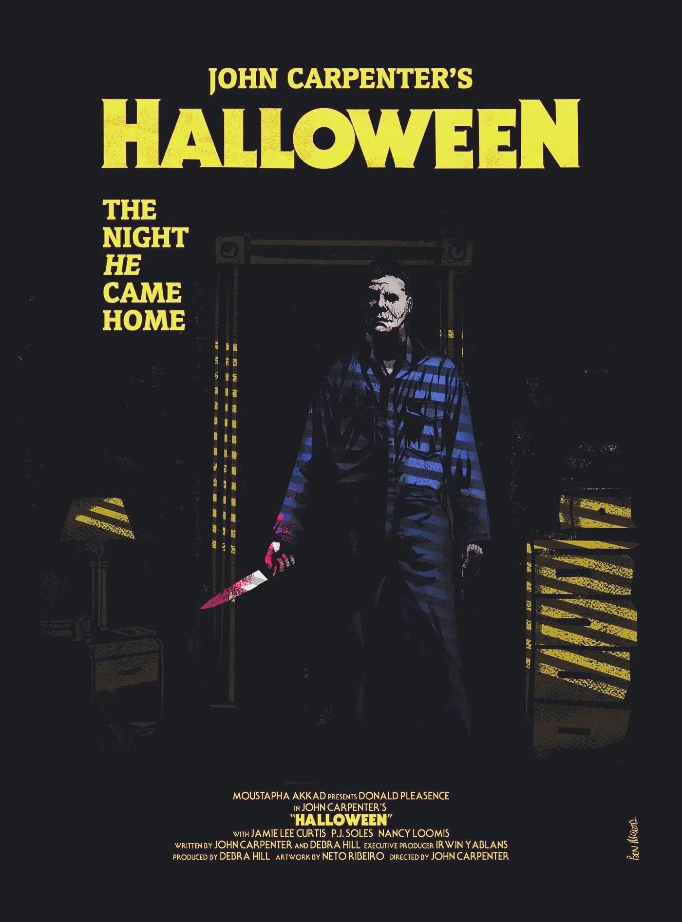 John Carpenter's Halloween poster in yellow and black