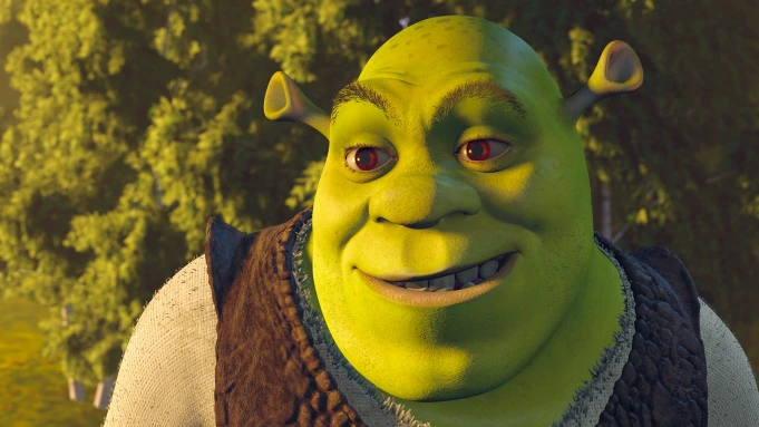 Shrek is pictured smiling.