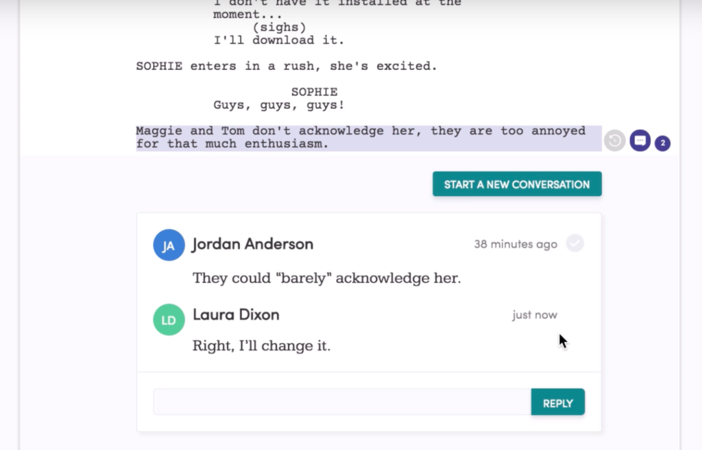 collaboration tool arcstudio pro screenwriting software