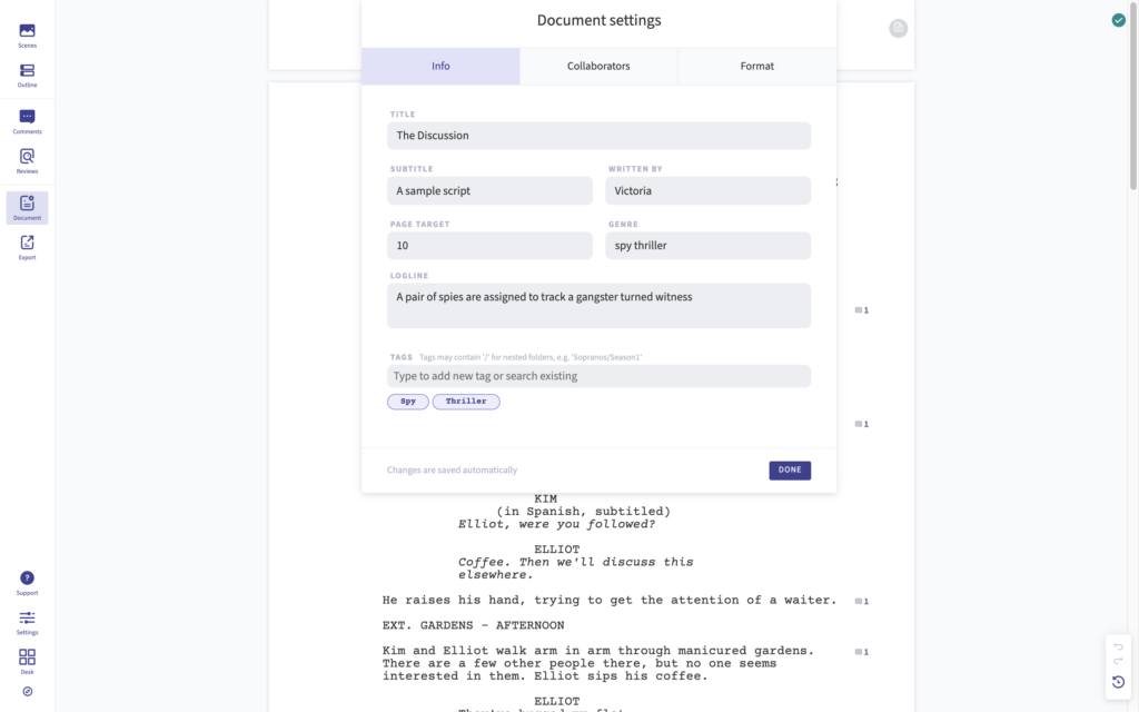 arc studio pro document meta data