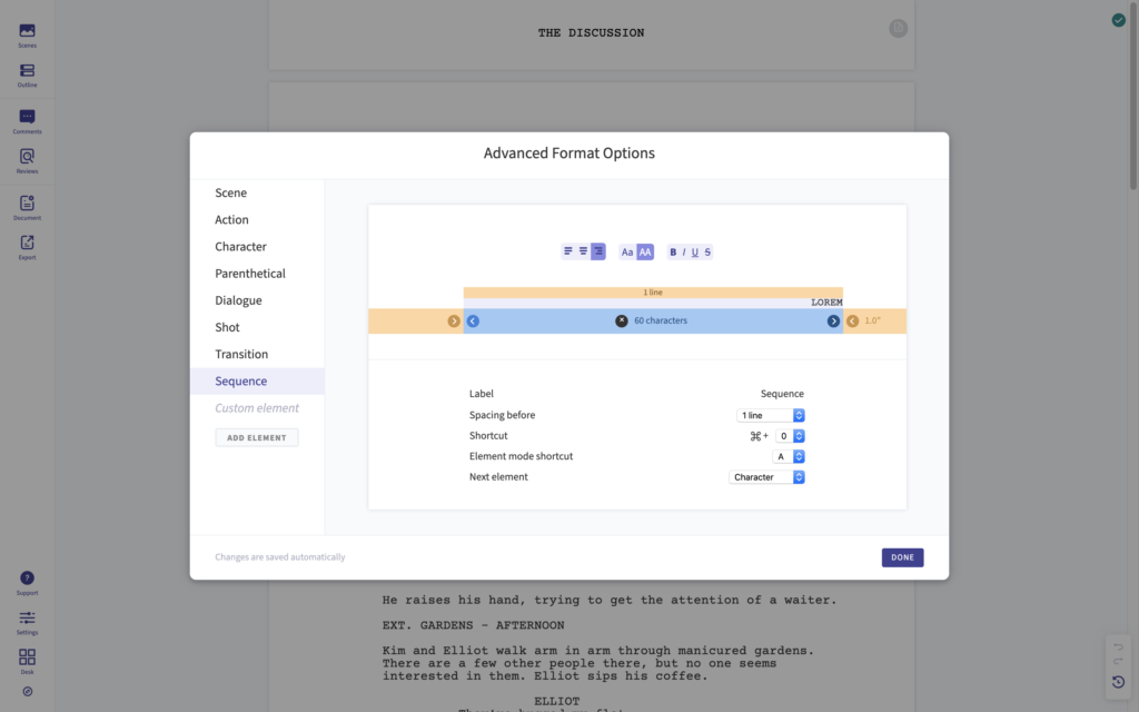 arc studio pro advanced format options