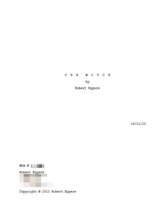 the witch screenplay title page