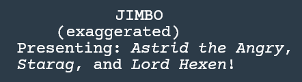 Excerpt from script showing parentheticals. 