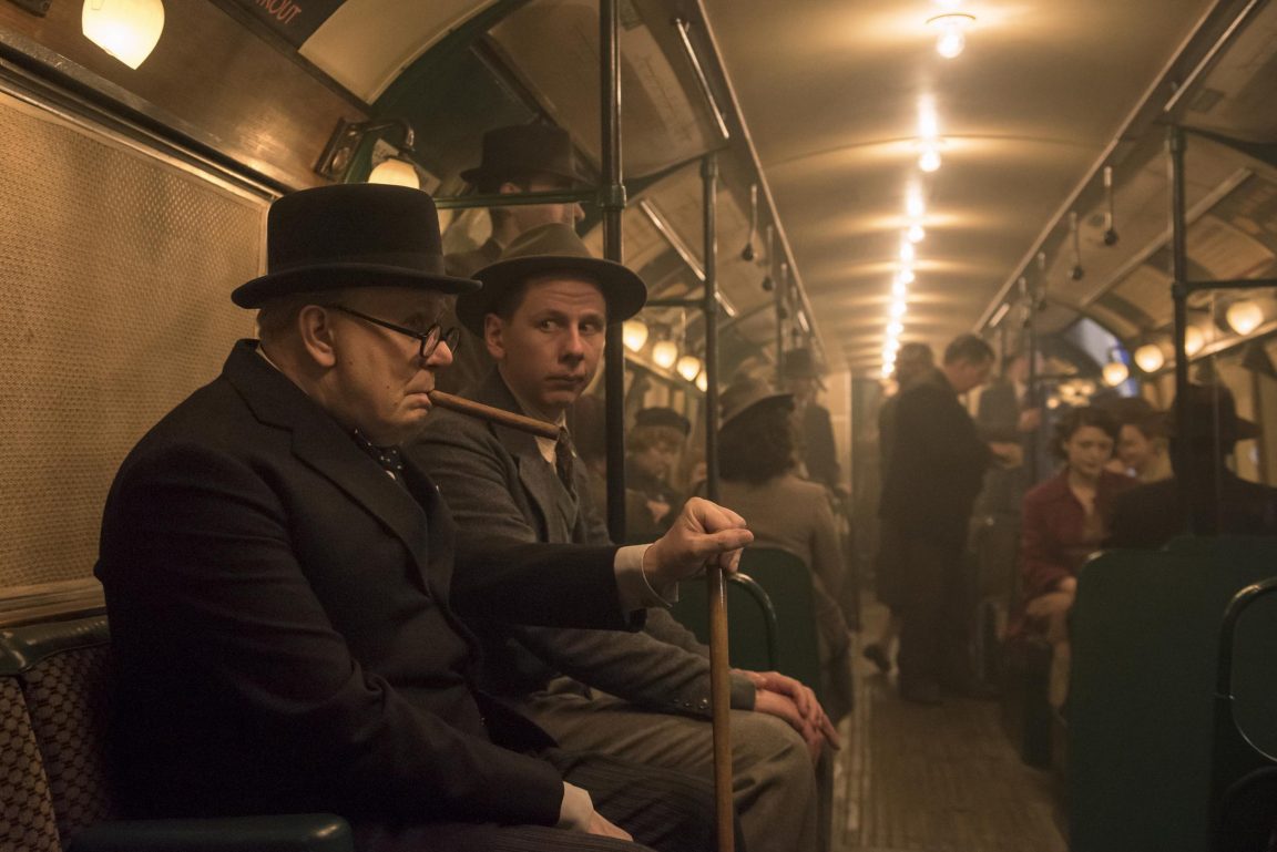 Churchill riding on the London Tube