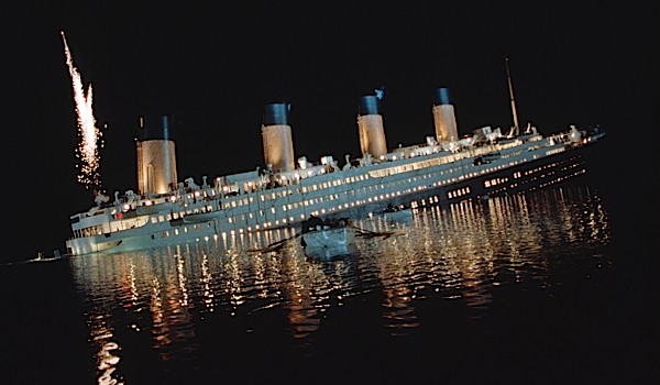 Image of the Titanic sinking.
