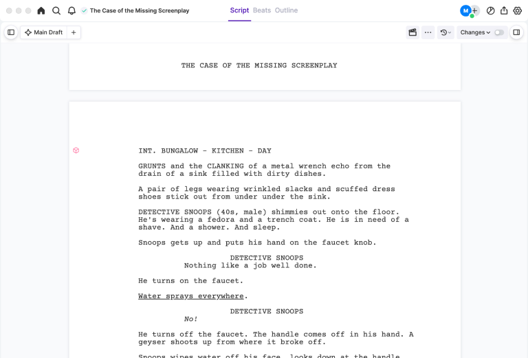 Arc Studio script editor placeholder for synced writing.