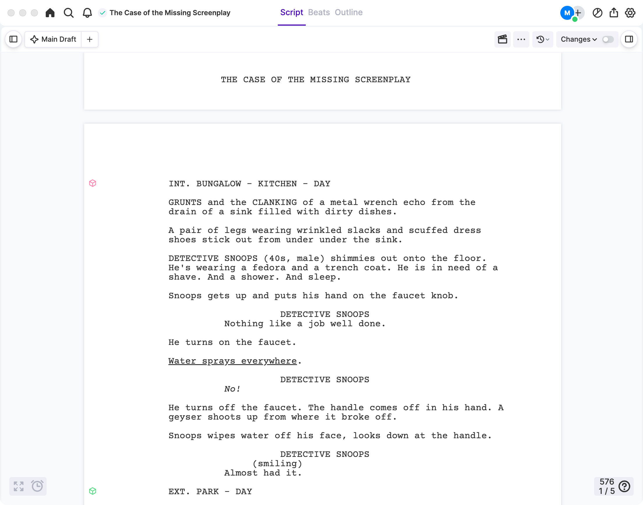 Arc Studio script editor with focused story writing tools.