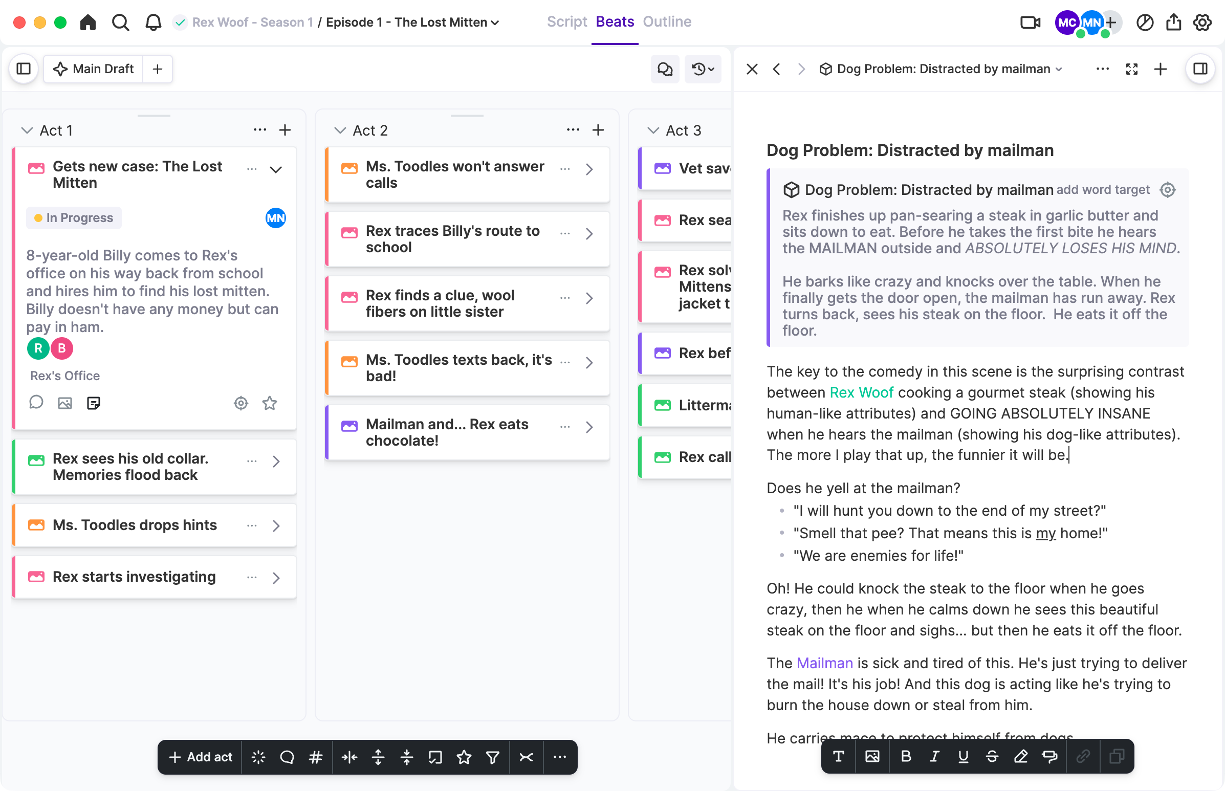 Arc Studio built-in notes app.