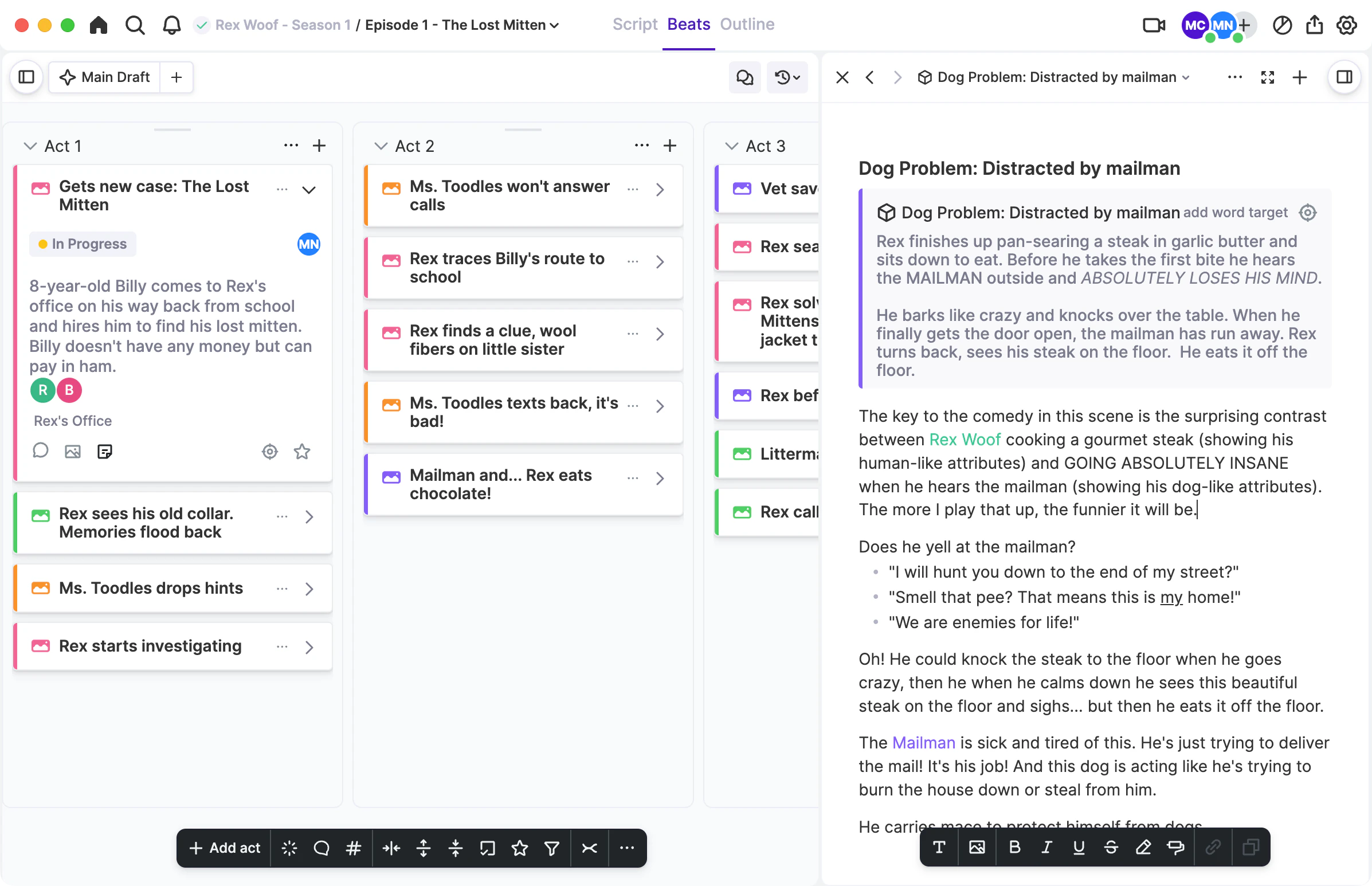 Arc Studio built-in notes app.