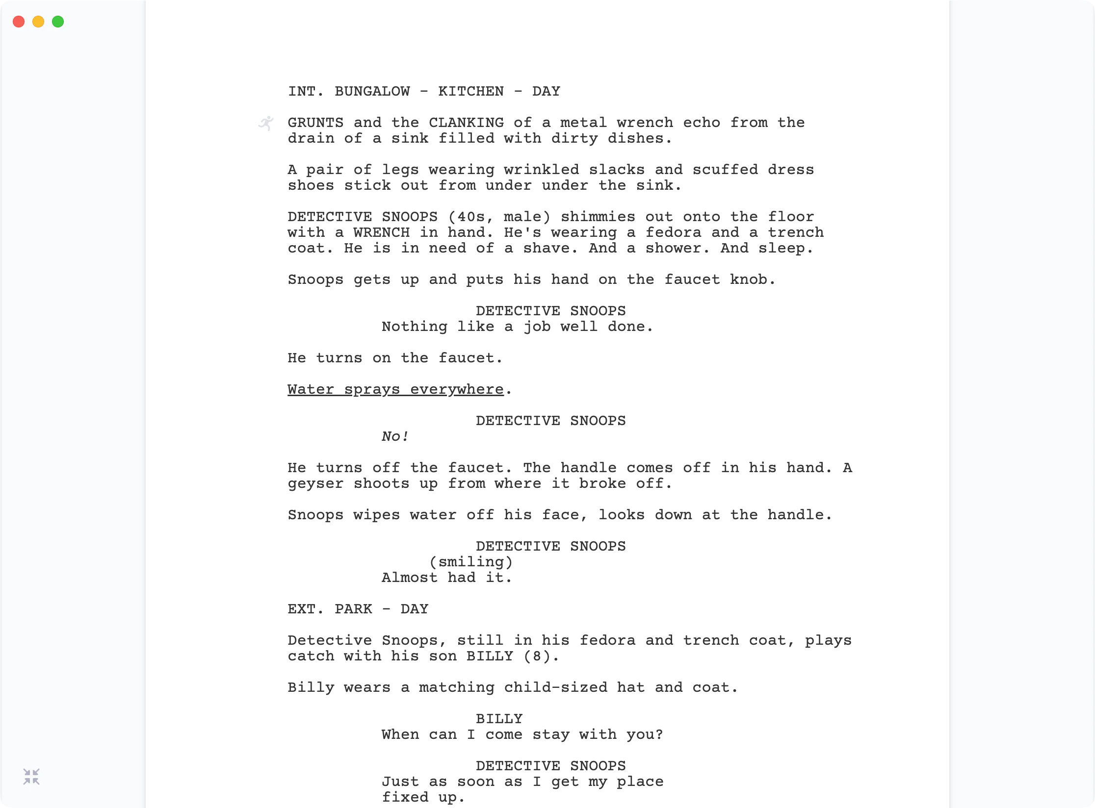 A screenplay in Arc Studio’s distraction-free editor.